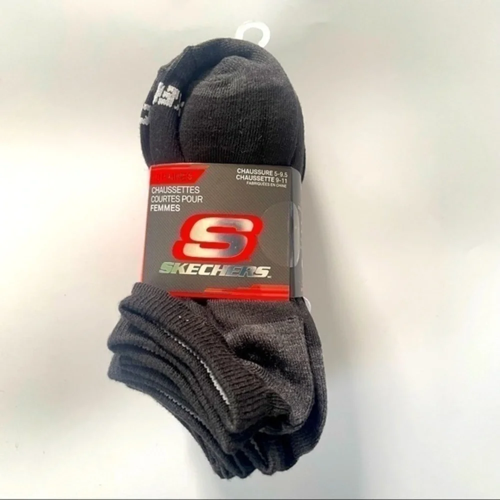 Skechers women’s low cut socks black gray white orange 10 pack 5-9.5